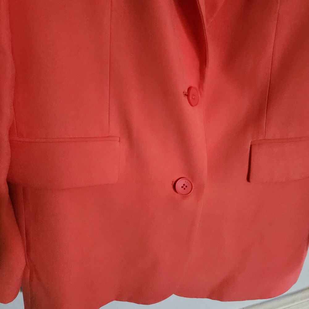 DKNY Coral Orange Notch Collar Pockets Blazer Jacket Women Size S - Picture 6 of 6